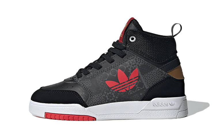 Adidas Originals Drop Step Casual Abrasion Resistant High top Kids' Skateboarding Shoes Black Gray