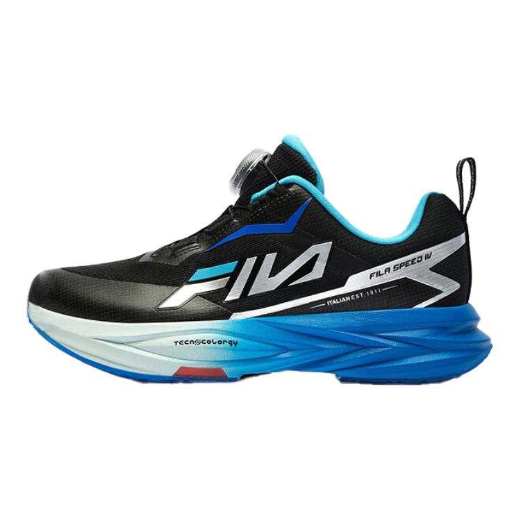 FILA KIDS Boa Slip Resistant Anti Kick Abrasion Resistant Breathable Support Low top Kids' Running Shoes Black Silver