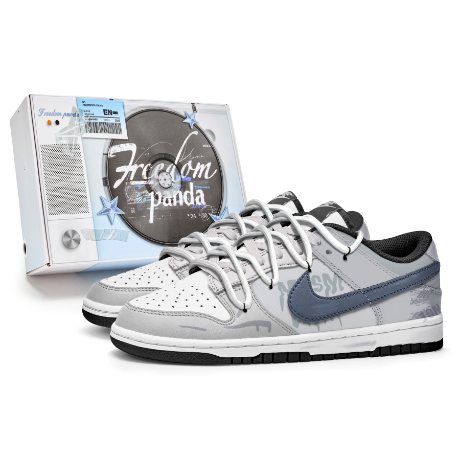 Nike Nike Dunk Slip Resistant Abrasion Resistant Low top Kids' Skateboarding Shoes Gray Blue Teenagers