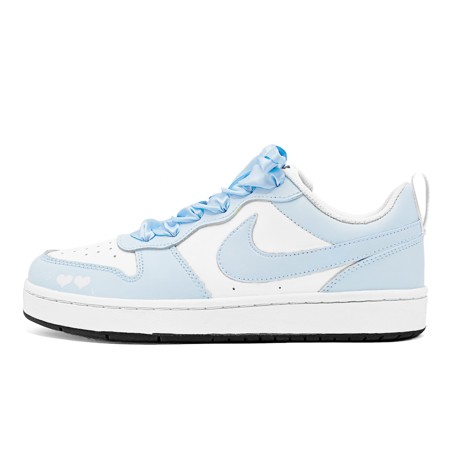 Nike Nike Court Borough Dreamy Heartbeat Synthetic Leather Low top Kids' Skateboarding Shoes Light Blue Teenagers