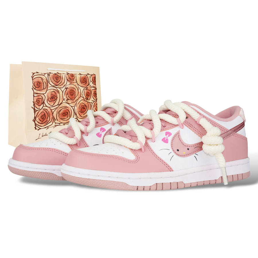 Nike Nike Dunk Pink Velvet Low top Kids' Skateboarding Shoes Pink Teenagers