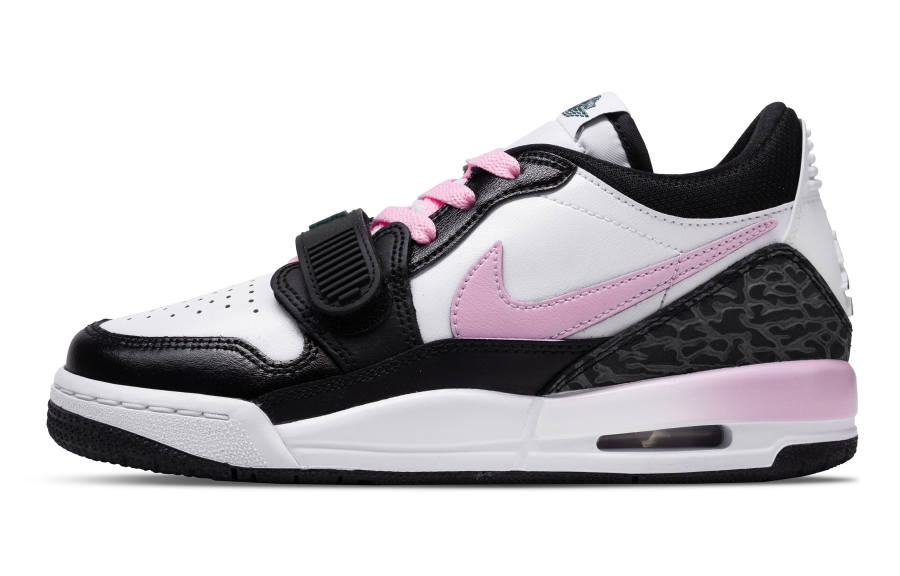Jordan Jordan Legacy 312 Smoked Plum Filling Slip Resistant Abrasion Resistant Mid top Children's Basketball Shoes Black Pink