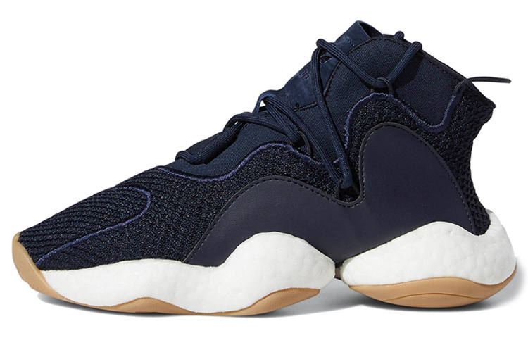 Adidas Originals Crazy BYW J Cushioning Mid top Basketball Shoes Navy Blue White Teenagers