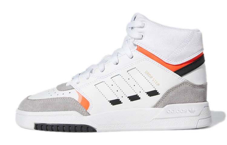Adidas Originals Drop Step J High top Kids' Skateboarding Shoes White Gray Teenagers