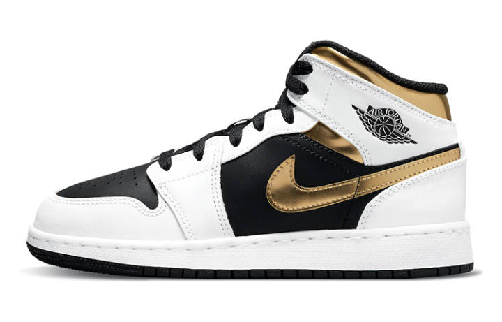 Jordan Jordan 1 Mid White Gold Black GS