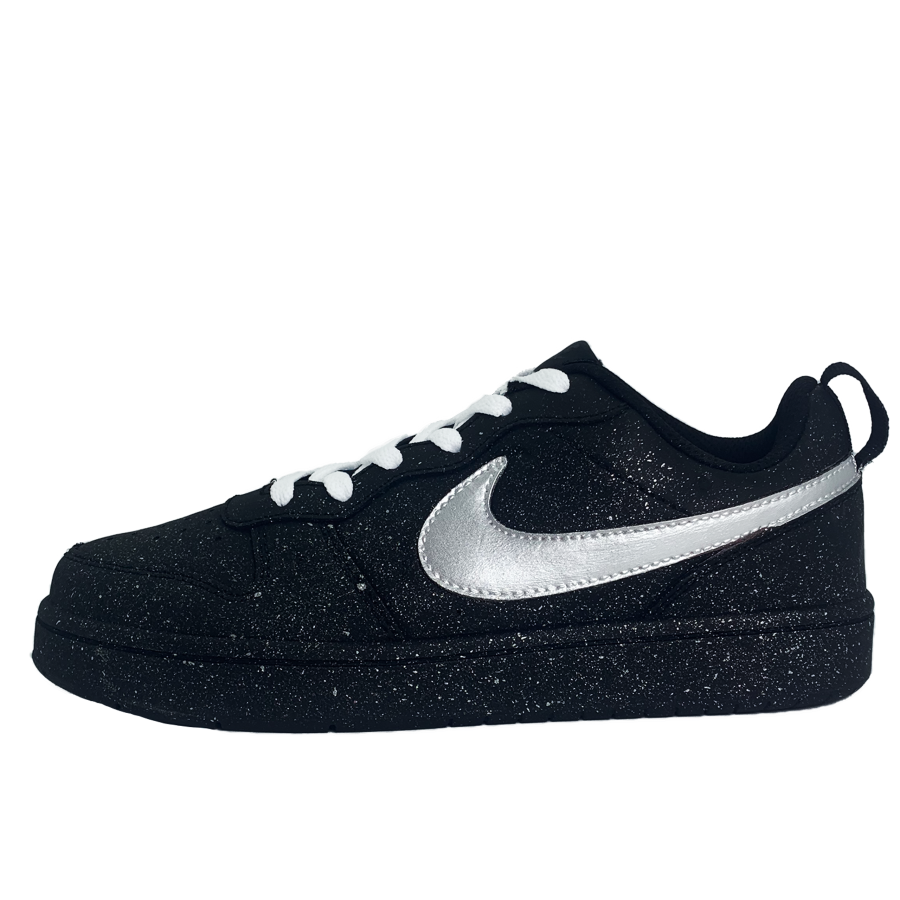Nike Nike Court Borough Slip Resistant Low top Kids' Skateboarding Shoes Black Silver Teenagers