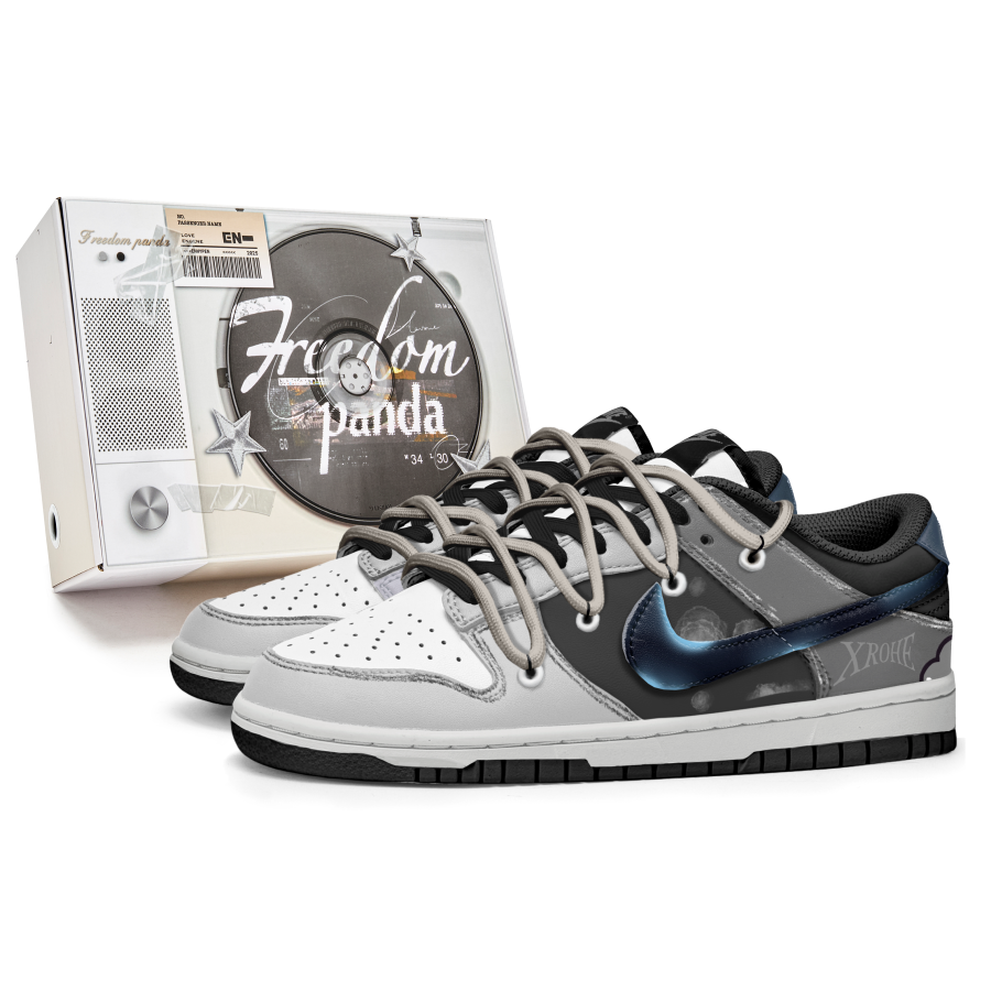 Nike Nike Dunk Slip Resistant Abrasion Resistant Low top Kids' Skateboarding Shoes Black Gray Teenagers