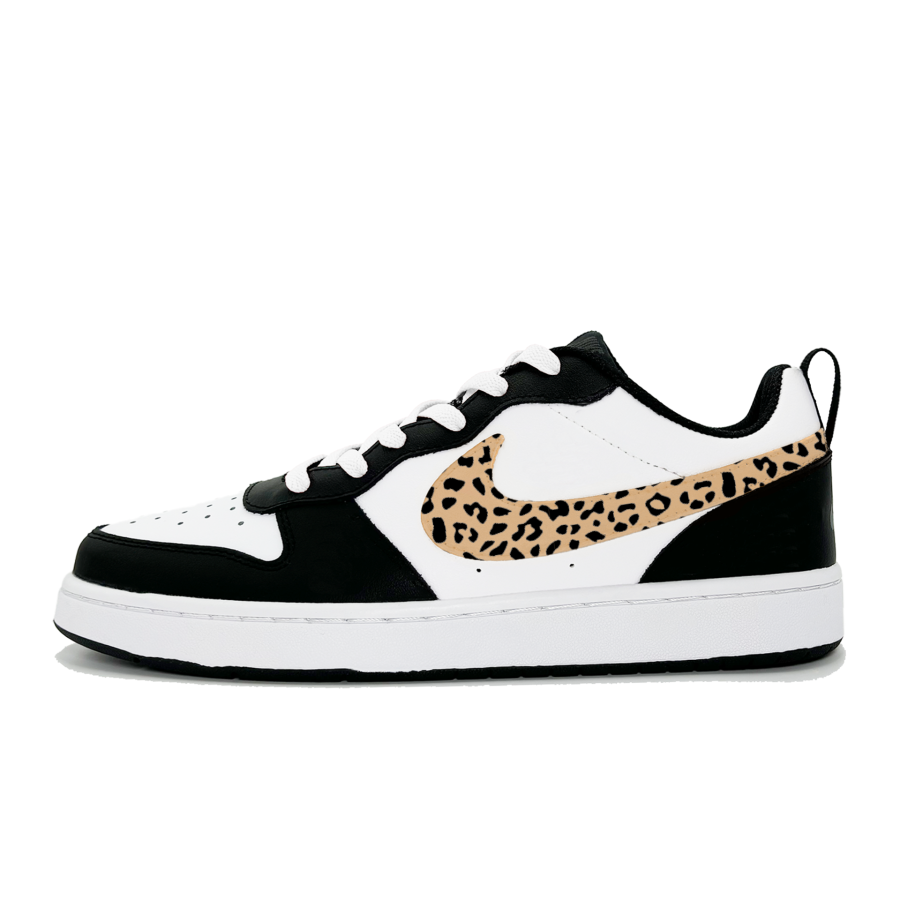 Nike Nike Court Borough Black Brown Leopard Print Breathable Lightweight Cushioning Low top Kids' Skateboarding Shoes Brown