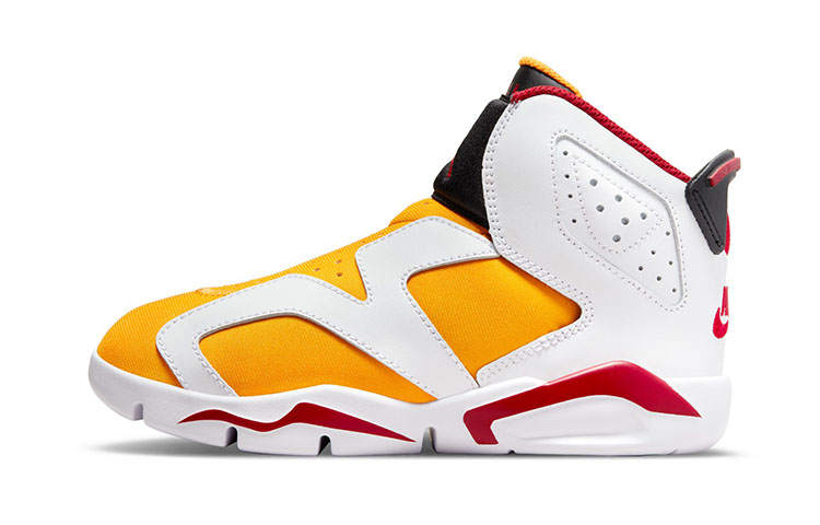 Jordan Jordan Air Jordan 6 Mid top Children's Basketball Shoes White Yellow Children Aged 3 7 Years Old