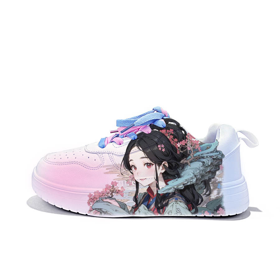 ZUOLENGCHAN Comfortable Round Toe Lightweight And Breathable Low top Skateboard Shoes Unisex White Pink Blue