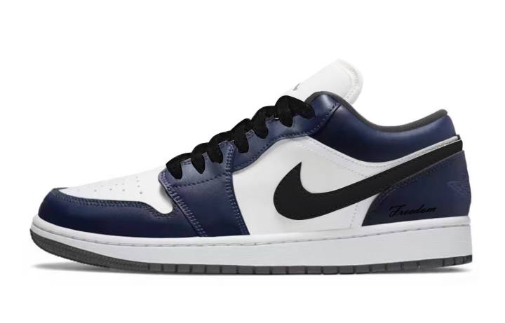 Jordan Jordan Air Jordan 1 Deep Blue Leather Slip Resistant Anti Kick Abrasion Resistant Low top Children's Basketball Shoes