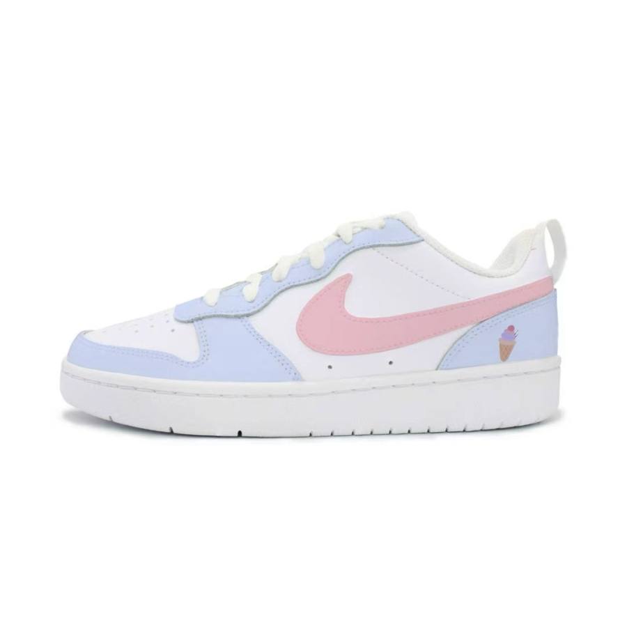 Nike Nike Court Borough Leather Slip Resistant And Breathable Low top Kids' Skateboarding Shoes Blue Teenagers