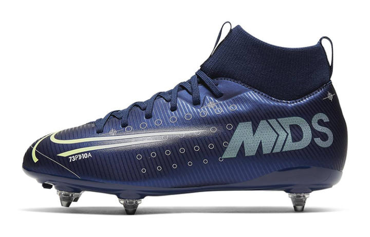Nike Nike Slip Resistant Cushioning Abrasion Resistant Mid top Soft Ground Soccer Shoes Dark Blue Kids'