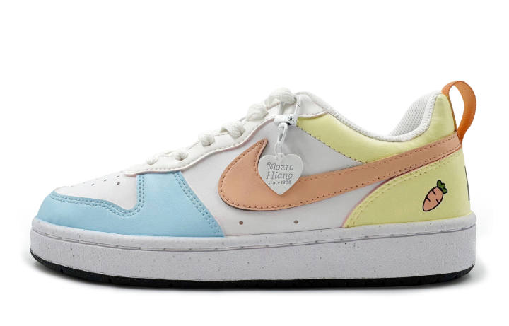 Nike Nike Court Borough Slip Resistant Abrasion Resistant Low top Kids' Skateboarding Shoes White Blue Orange Yellow