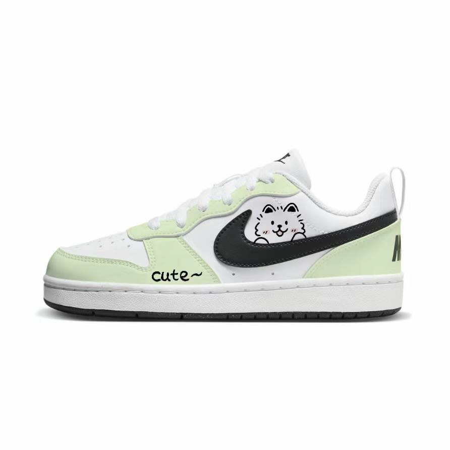 Nike Nike Court Borough Green And Lush Synthetic Leather Low top Skateboard Shoes Green Kids'