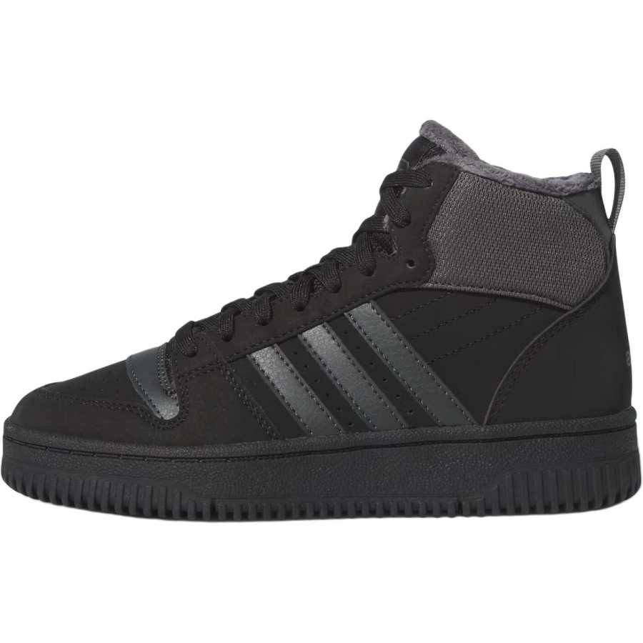 Adidas Adidas TURNAROUND Leather Comfortable Slip Resistant Thermal Mid top Children's Basketball Shoes Black Teenagers