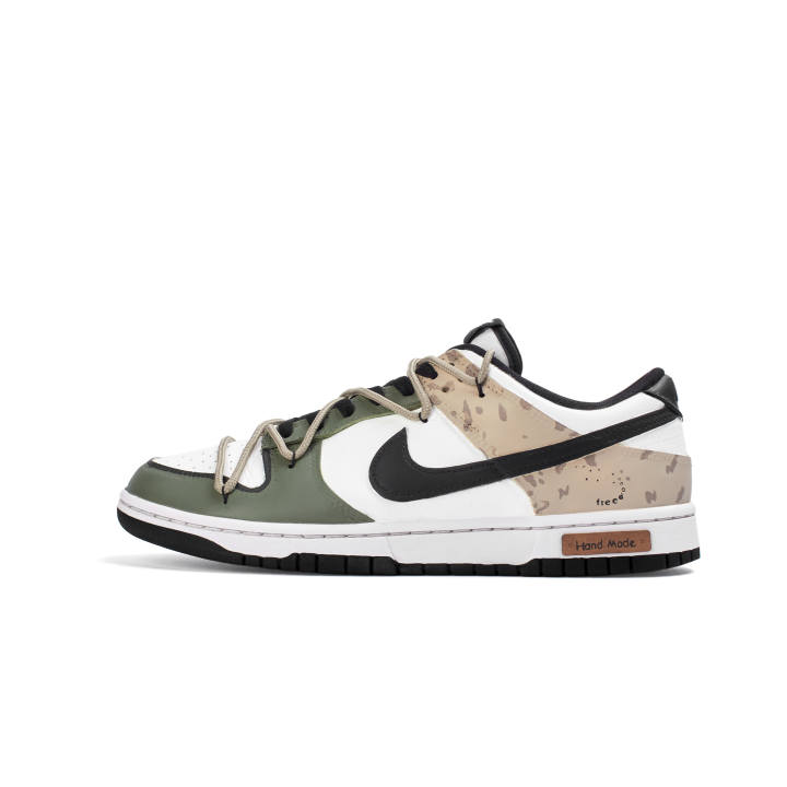 Nike Nike Dunk 'Black' Leather Abrasion Resistant Lightweight Cushioning Low top Skateboard Shoes Khaki Kids'