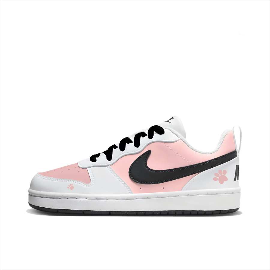 Nike Nike Court Borough Synthetic Leather Slip Resistant Slip Resistant Low top Kids' Skateboarding Shoes Peach Pink