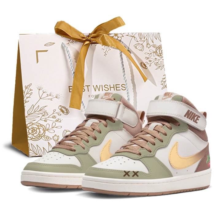 Nike Nike Court Borough Strawberry Guava Synthetic Leather Slip Resistant Abrasion Resistant High top