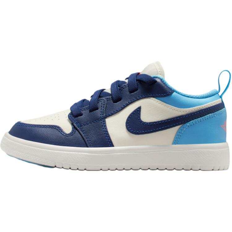 Jordan Jordan Air Jordan 1 Low top Basketball Shoes White Blue Children Aged 3 7 Years Old