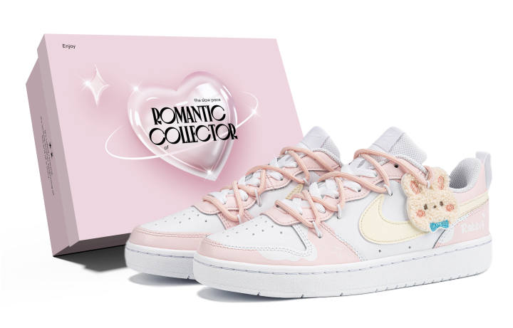 Nike Nike Court Borough Peach Bunny Special Box Slip Resistant Abrasion Resistant Slip Resistant Abrasion Resistant Low top
