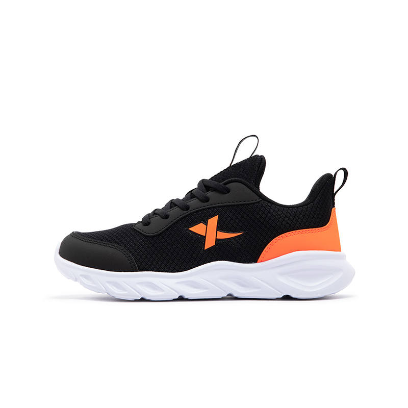 XTEP Slip Resistant Abrasion Resistant Slip Resistant Abrasion Resistant Low top Kids' Running Shoes Black Neon Orange
