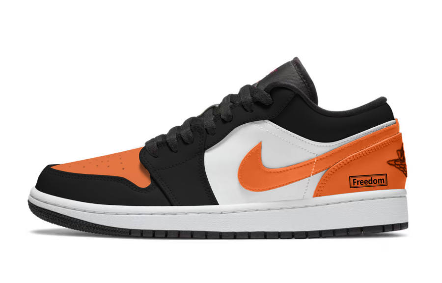 Jordan Jordan Air Jordan 1 Violent Smash Slip Resistant Abrasion Resistant Low top Children's Basketball Shoes Black Orange