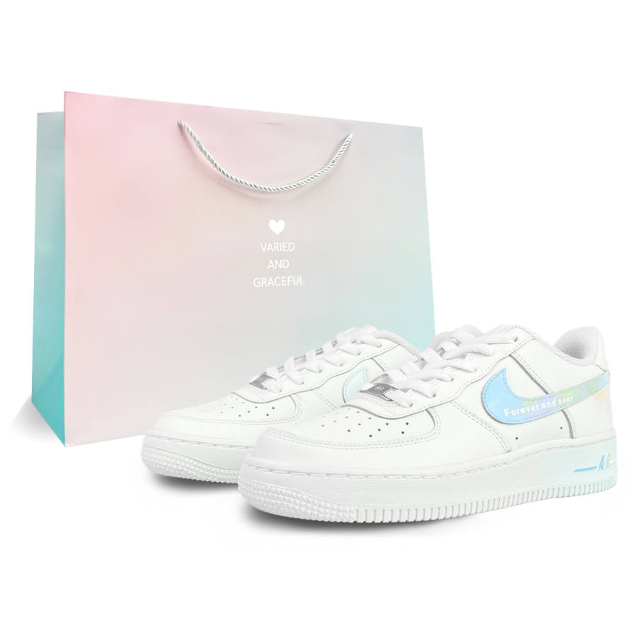 Nike Nike Air Force 1 Slip Resistant Slip Resistant Low top Kids' Skateboarding Shoes Blue White Teenagers