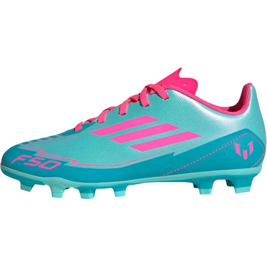 Adidas Adidas F50 CLUB Slip Resistant Cushioning Low top Soccer Shoes Sparkling Aqua Green/Clear Pink/Clear Cyan Kids'