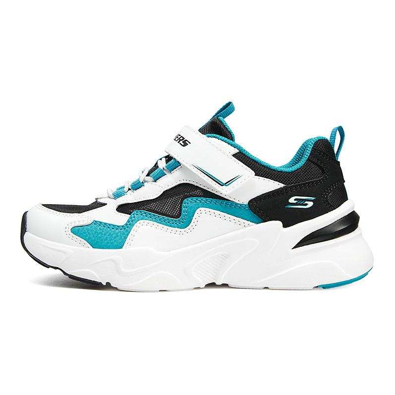 Skechers Kids BOYS Leather Slip Resistant Abrasion Resistant Low top Kids Lifestyle Shoes White Blue Kids'