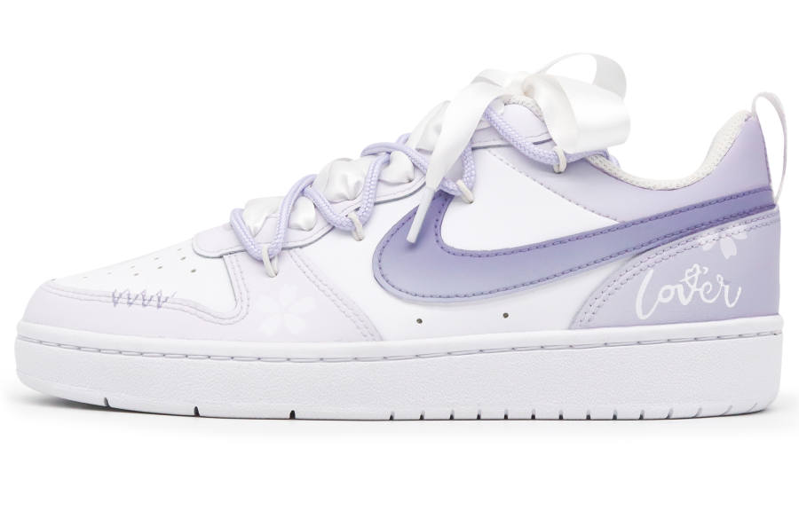 Nike Nike Court Borough 2 Low top Kids' Skateboarding Shoes Purple White Teenagers