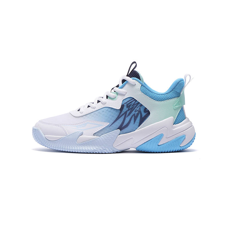 361°KIDS Brave Warrior 2.0 Low top Basketball Shoes White Blue Green Gauze Style Teenagers