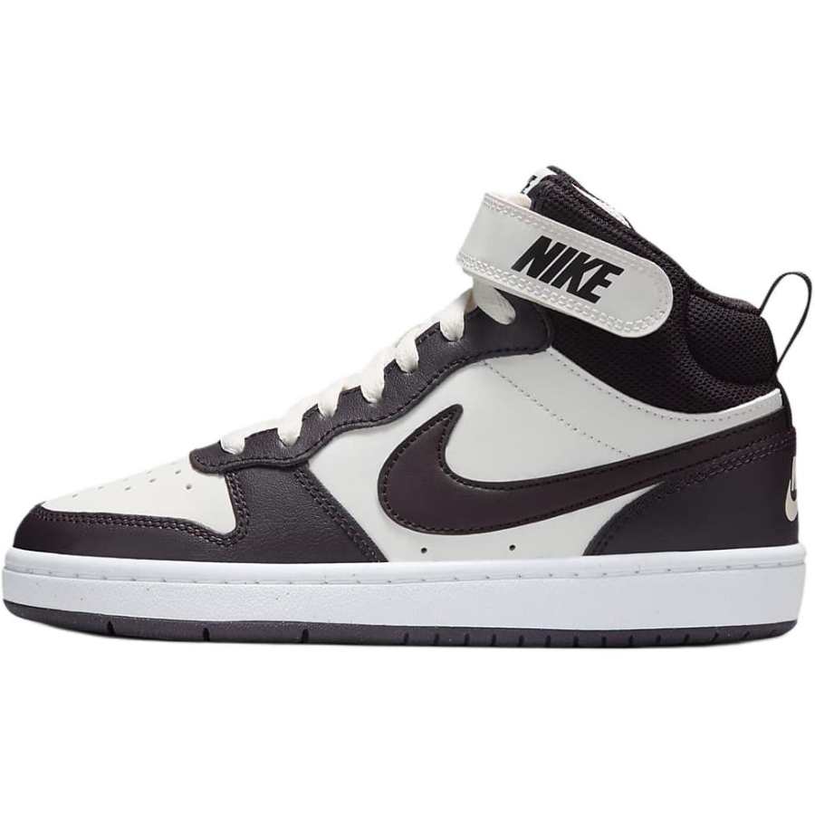 Nike Nike Court Borough 2 Leather Mid top Skateboard Shoes White Burgundy Unisex