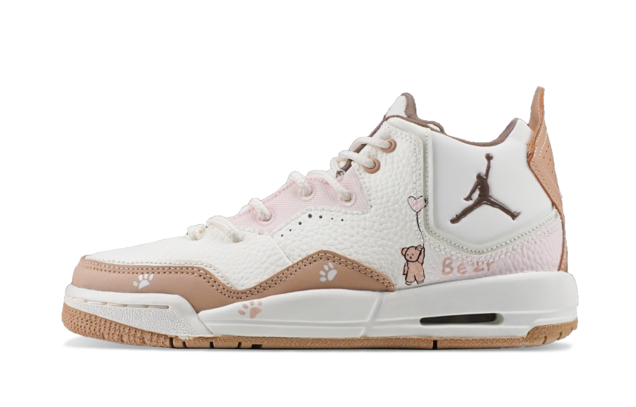 Jordan Jordan Courtside 23 Slip Resistant Abrasion Resistant Mid top Children's Basketball Shoes Pink White Teenagers