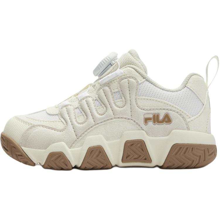FILA KIDS Heritage FHT Lightweight Cushioning Low top Children's Basketball Shoes Milk White/White