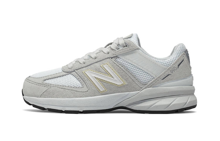 New Balance New Balance NB 990 V5 Cushioning, Wear Resistant Kids Lifestyle Shoes Gray White Children Aged 3 7 Years Old