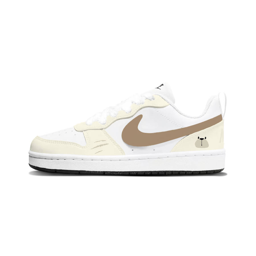 Nike Nike Court Borough Beige Brown Bear Healing Synthetic Leather Slip Resistant Cushioning Abrasion Resistant