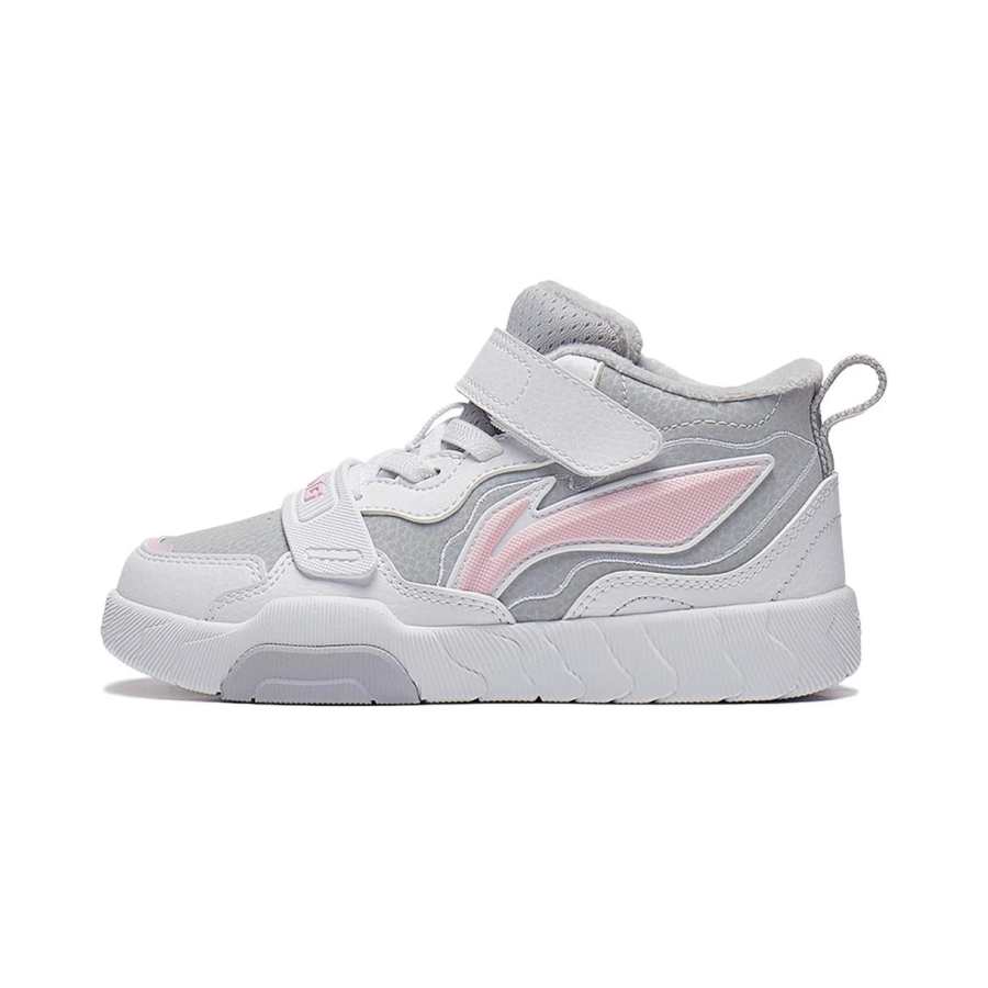 Li-Ning YOUNG Li Ning YOUNG Anti Kick Cushioning Mid top Kids' Skateboarding Shoes White Pink Gray Pre school
