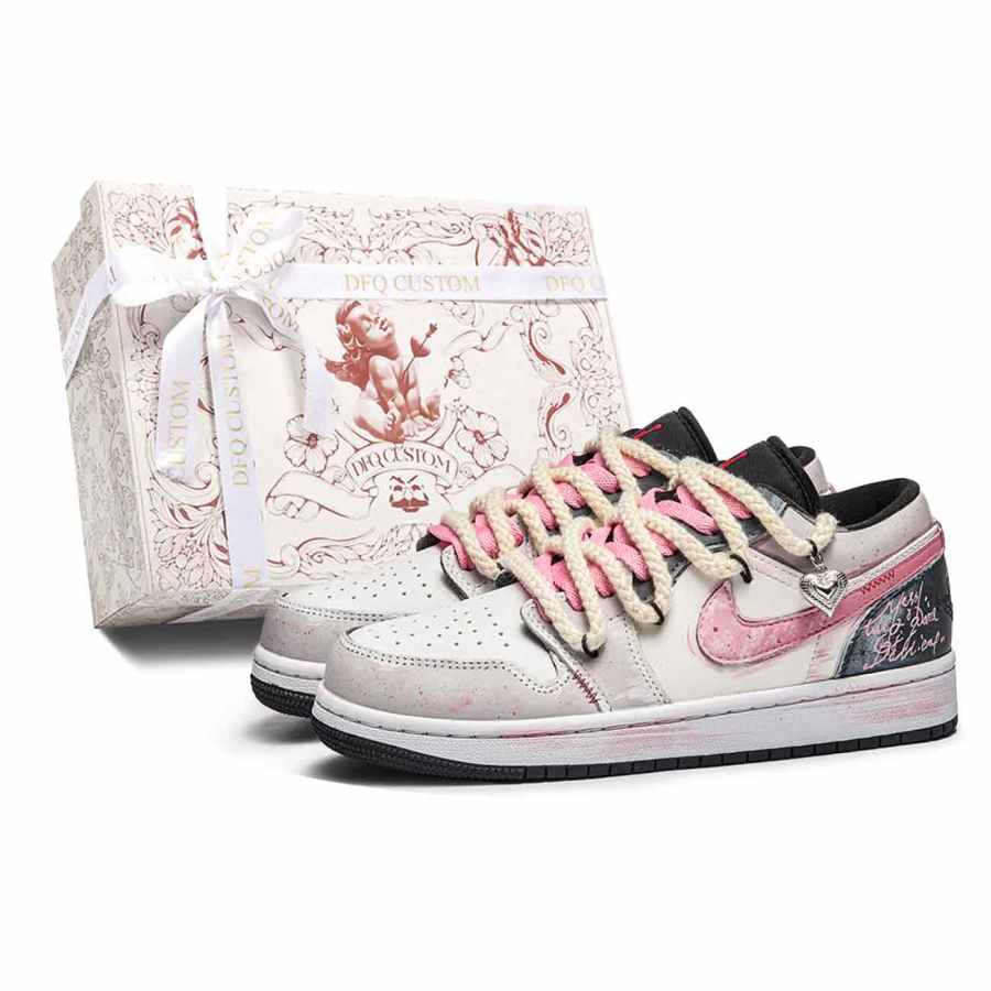 Jordan Jordan Air Jordan 1 Low top Children's Basketball Shoes White Pink Teenagers