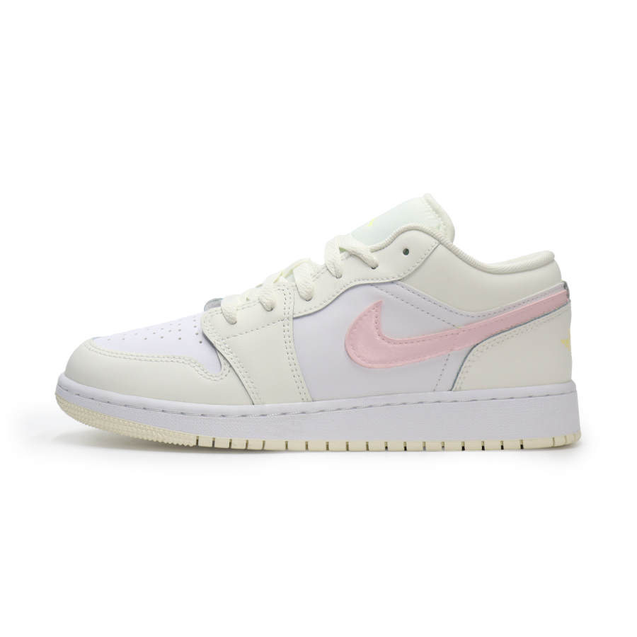 Jordan Jordan Air Jordan 1 Slip Resistant Abrasion Resistant Low top Children's Basketball Shoes Yellow Pink Teenagers
