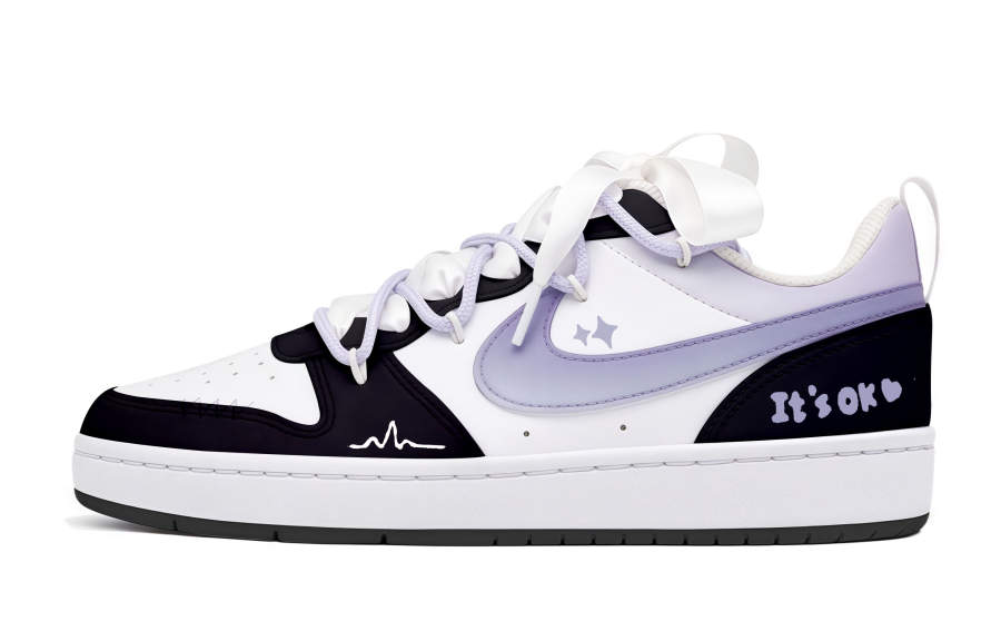 Nike Nike Court Borough Slip Resistant Abrasion Resistant Low top Kids' Skateboarding Shoes Purple Teenagers
