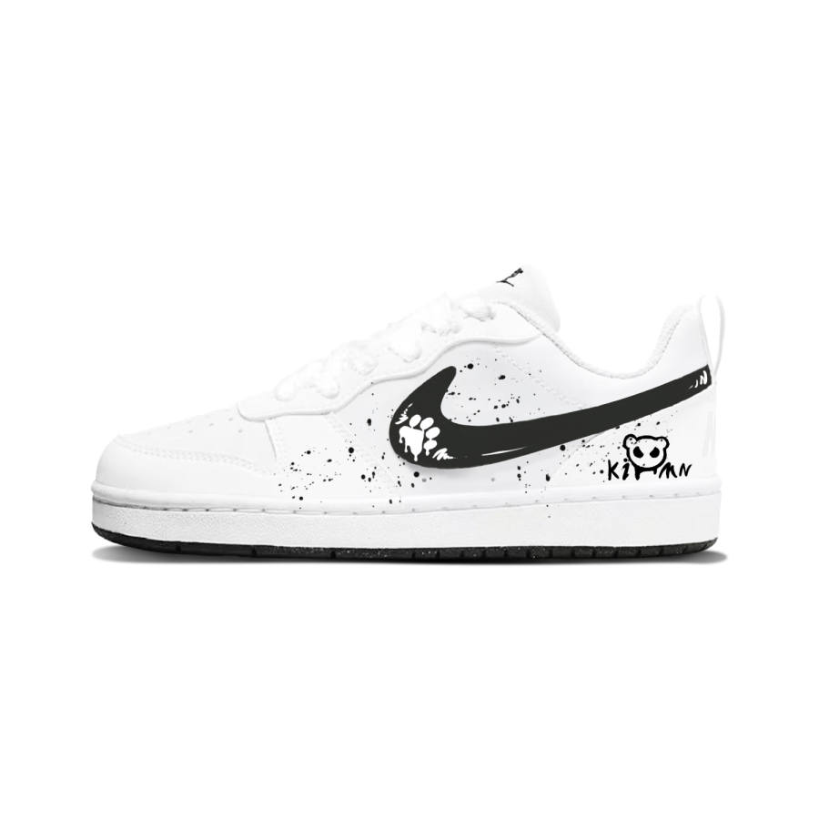 Nike Nike Court Borough Cute Panda Paw Synthetic Leather Low top Kids' Skateboarding Shoes Black White Unisex