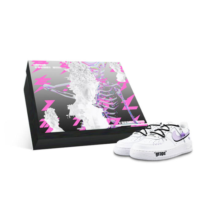Nike Nike Air Force 1 Slip Resistant Cushioning Abrasion Resistant Low top Kids' Skateboarding Shoes White Purple Black