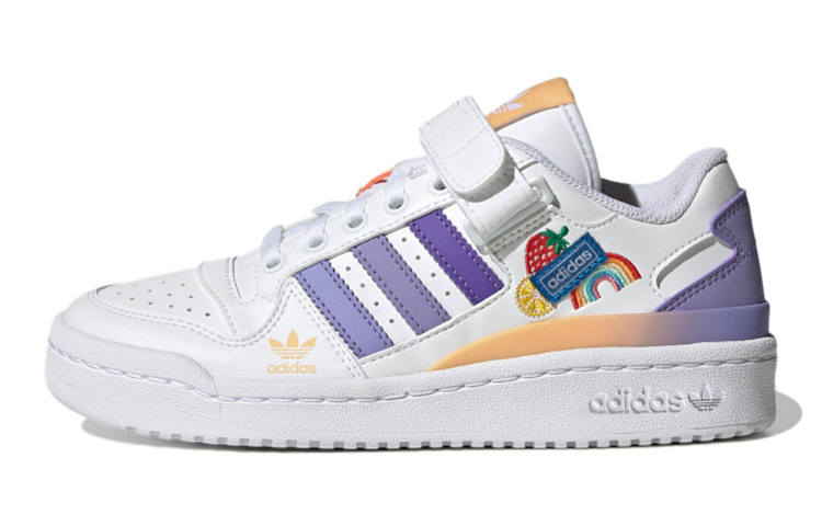 Adidas Originals FORUM Low J Abrasion Resistant Support Low top Skateboard Shoes White Purple