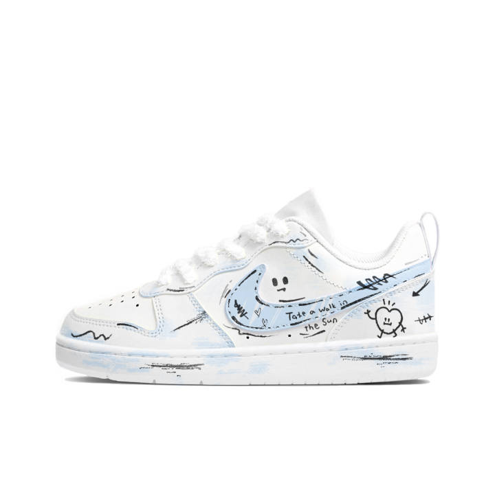 Nike Nike Court Borough Caricature Graffiti Leather Slip Resistant Cushioning Abrasion Resistant