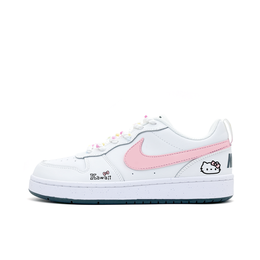 Nike Nike Court Borough Synthetic Leather Slip Resistant Abrasion Resistant Low top Kids' Skateboarding Shoes Pink White
