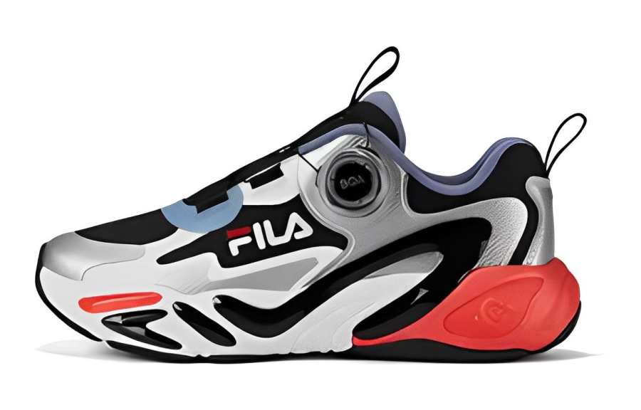 FILA KIDS Cushioning Low top Kids' Running Shoes Black Silver Red Teenagers