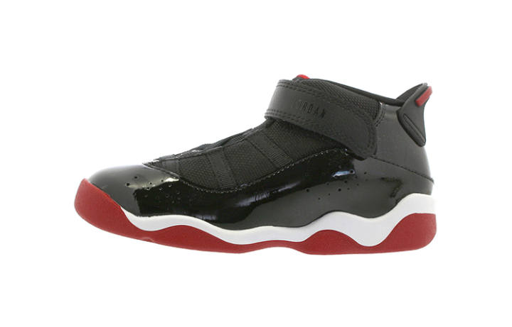 Jordan Jordan Air Jordan 6 Rings Patent Leather Comfortable Mid top Toddler Shoes Black Red Infant And Toddler