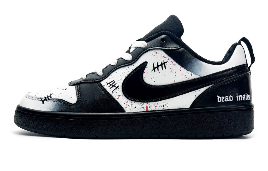 Nike Nike Court Burrow Mysterious Girlish Slip Resistant Abrasion Resistant Low top Kids' Skateboarding Shoes Black White