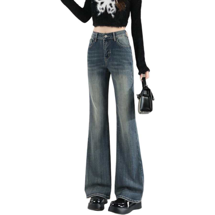 Tonlion Jeans Women's Vintage Blue Moderate Flared Pants